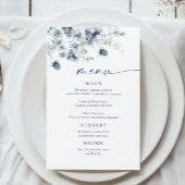 Elégant bleu Dusty Winter Foliage Menu Mariage