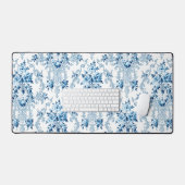 Elégant bleu et blanc Rococo Floral (Clavier et souris)
