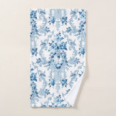 Elégant bleu et blanc Rococo Floral (Serviette à main)