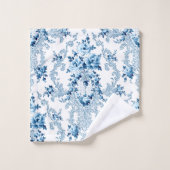 Elégant bleu et blanc Rococo Floral (Gant de toilette)