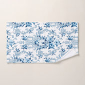 Elégant bleu et blanc Rococo Floral (Serviette à main)