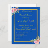 Elégant Bleu et Gold Invitation (Devant / Derrière)