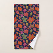 Elégant bleu et rouge automne feuille automne moti (Serviette à main)