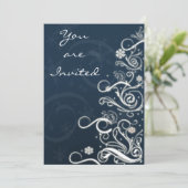 élégant bleu Fête de Vacances Invitation (Debout devant)