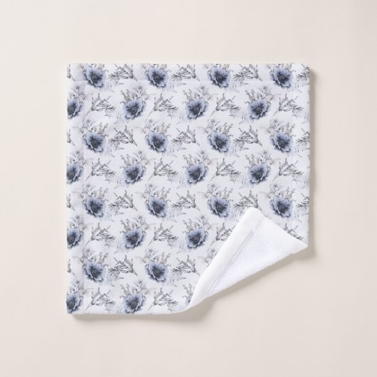 Élégant bleu floral (Gant de toilette)