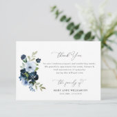 élégant bleu floral funérailles merci note (Debout devant)