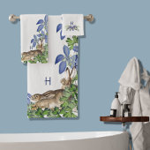 Elégant bleu Floral Rabbit Aquarelle Mignonne Lapi