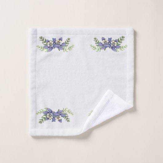 Elégant bleu Floral Rabbit Aquarelle Mignonne Lapi (Gant de toilette)