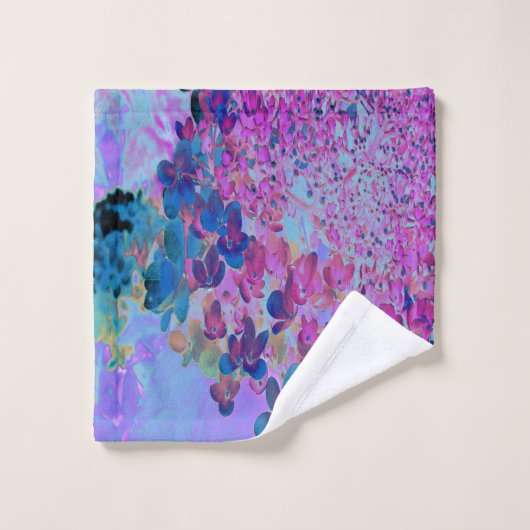 Élégant bleu foncé et lumière magenta Hydrangea (Gant de toilette)
