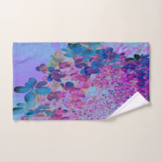 Élégant bleu foncé et lumière magenta Hydrangea (Serviette à main)