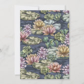 Elégant bleu foncé Nénuphar Funeral Invitation (Dos)