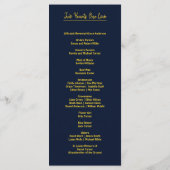 Élégant bleu foncé & or Programme de mariage class (Dos)