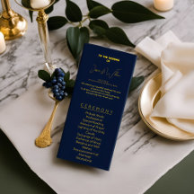 Élégant bleu foncé & or Programme de mariage class