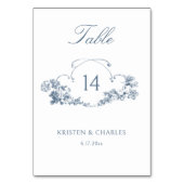 Élégant bleu Français Floral Crest Numéro de table (Par défaut)