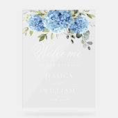 Elégant bleu Hydrangea Eucalyptus MARIAGE Bienvenu (Recto)
