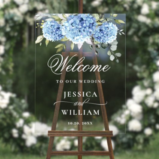 Elégant bleu Hydrangea Eucalyptus MARIAGE Bienvenu