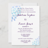 Elégant bleu Hydrangea Faire-part de mariage forme (Devant)