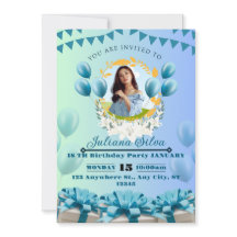 Elégant Bleu Invitation Anniversaire - Personnalis