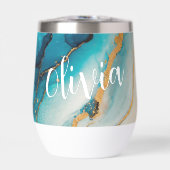 Élégant Bleu Marbre Or Nom personnalisé (Avant)