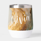 Élégant Bleu Marbre Or Nom personnalisé (Arrière)