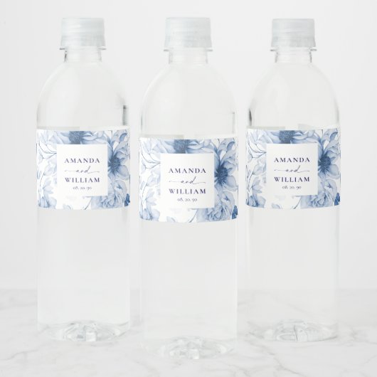 Elégant bleu Mariage bouteille d'eau Étiquettes (Bouteilles)