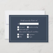 Élégant bleu marine Classic Script RSVP (Dos)