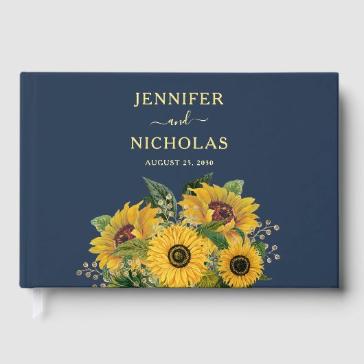 Elégant bleu marine Mariage de tournesol or (Recto)