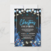 Elégant Bleu & Noir Fête de Noël Invitations (Devant)