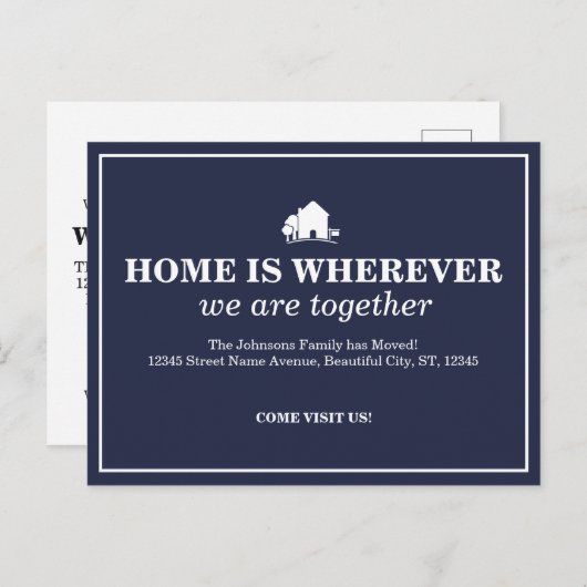 Élégant bleu Nouveau Accueil Faire-part de déménag (Devant / Derrière)