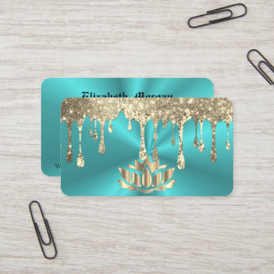 Élégant bleu ombre lotus carte de visite de yoga f