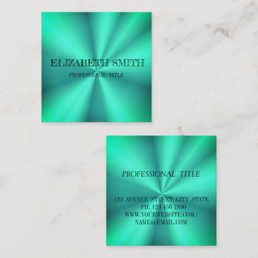 Elégant bleu ombre moderne carré carte de visite (Devant / Derrière)