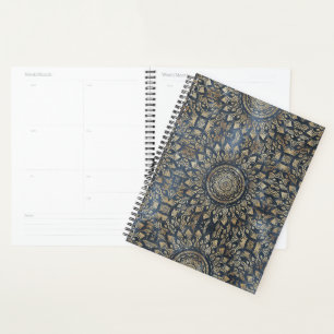 Elégant bleu or Mandala Floral