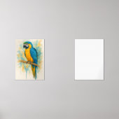 Elégant bleu & or perroquet peint Art Imprimer - T (Recto)