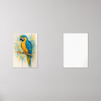 Elégant bleu & or perroquet peint Art Imprimer - T