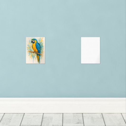 Elégant bleu & or perroquet peint Art Imprimer - T (Parquet)