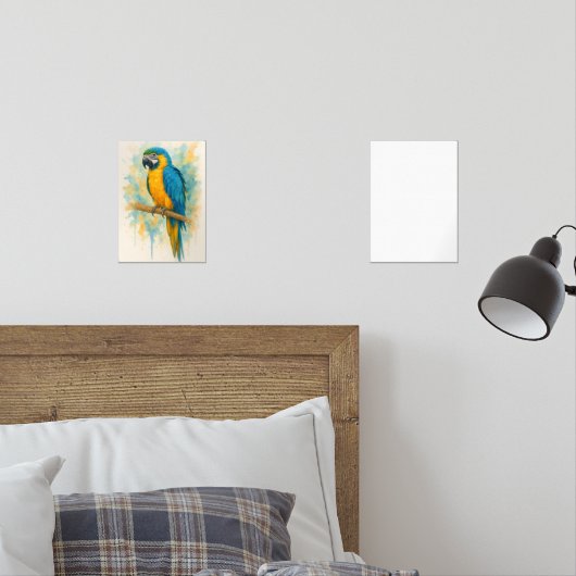 Elégant bleu & or perroquet peint Art Imprimer - T (Chambre à coucher)