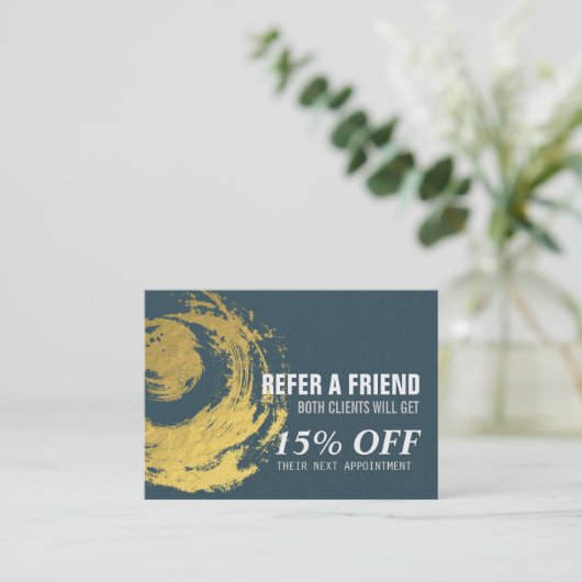 Élégant Bleu Or ZEN Symbole ZEN Carte de référence (Debout devant)