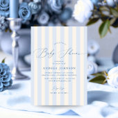 Elégant bleu rayures garçon baby shower invitation