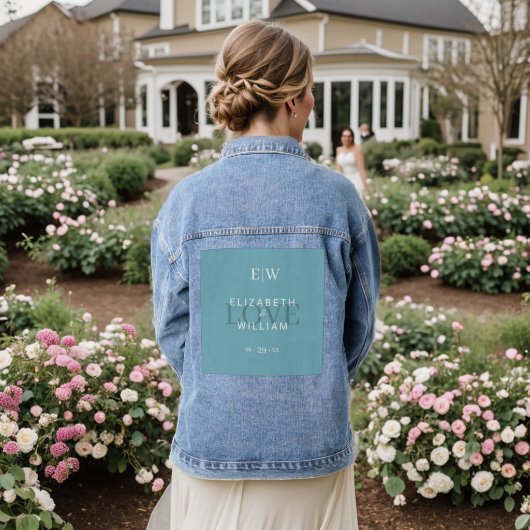 Élégant bleu rétro simple avec Mariage Monogram (Mariage Retour)