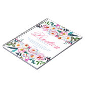 Élégant bleu rose floral nommé Devotion Journal (Côté gauche)