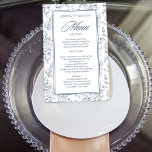 Elégant bleu roux vintage menu mariage rose<br><div class="desc">Elégant bleu vintage rose floral floral motif botanique sur un arrière - plan blanc script de calligraphie mariage menu modèle modèle.</div>