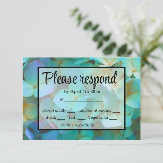 Elégant bleu Turquoise hydrangée rose fleurs RSVP (Debout devant)