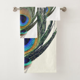 Élégant Bleu Vert Peacock Feather