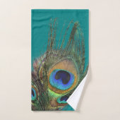 Élégant Bleu Vert Turquoise Peacock Feather (Serviette à main)