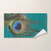 Élégant Bleu Vert Turquoise Peacock Feather (Serviette à main)