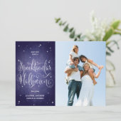 Elégant bleu Vintage Carte photo d'Halloween (Debout devant)