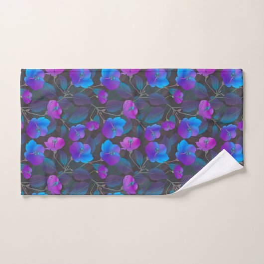 Elégant bleu violet rose Fleurs (Serviette à main)