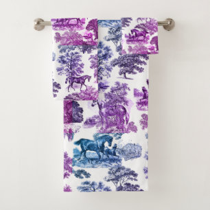 Elégant bleu violet Rustique Horses Toile
