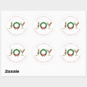 Elegant blije kerstcadeauadres ronde sticker (Vel)