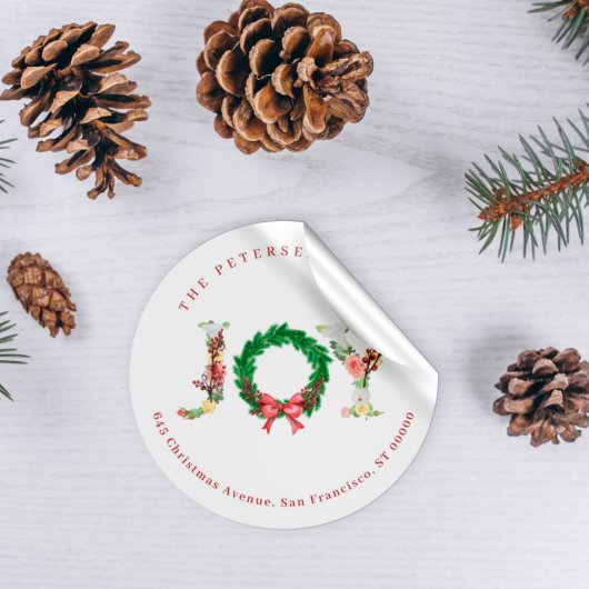 Elegant blije kerstcadeauadres ronde sticker